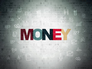 Business concept: Money on Digital Data Paper background