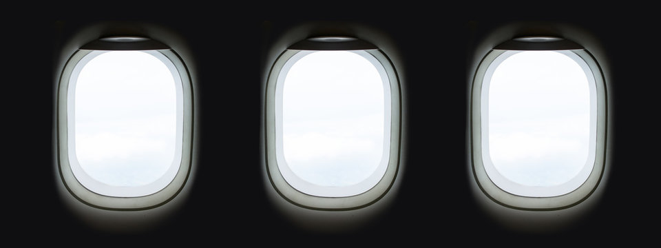Airplane window inside aircraft