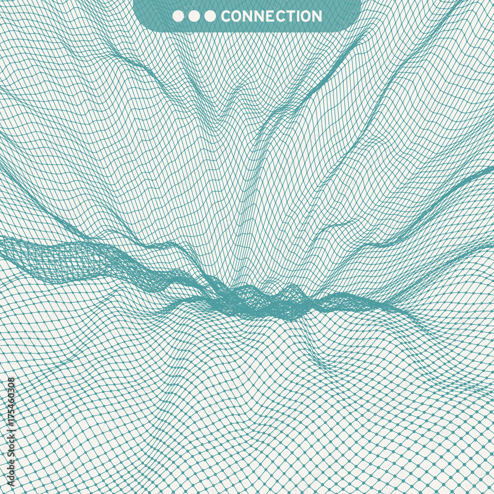Wall mural lattice structure. science or technology background. graphic design. 3d grid surface. abstract vecto
