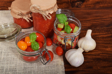 sweet fresh tomato juice with garlic with empty space for text
