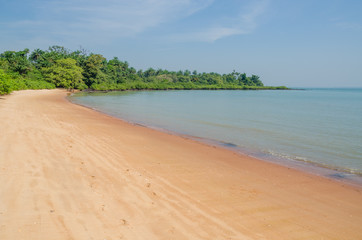 Beautiful deserted tropical beach on Bubaque island, Bijagos archipelago, Guinea Bissau, West Africa - obrazy, fototapety, plakaty