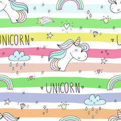 cute unicorn vector pattern - 175464953