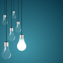 Lightbulb with green background. Vector illustration.