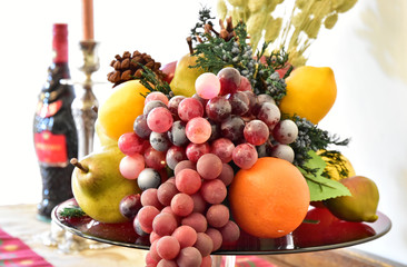 Scene of the assorted fruit on the table of the room
