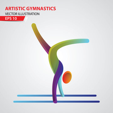 Artistic Gymnastics color sport icon design Template