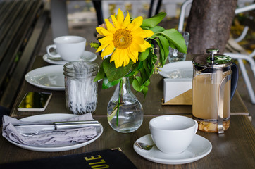 autumn table setting in a restaurant