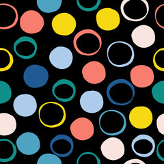 Abstract handmade round seamless pattern background. Childish handcrafted wallpaper