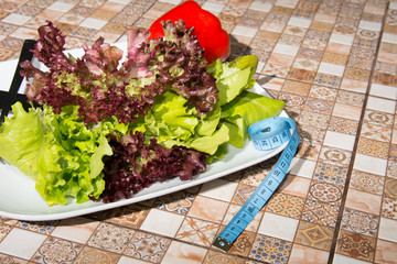 Plate of salad. Diet and a healthy lifestyle. 