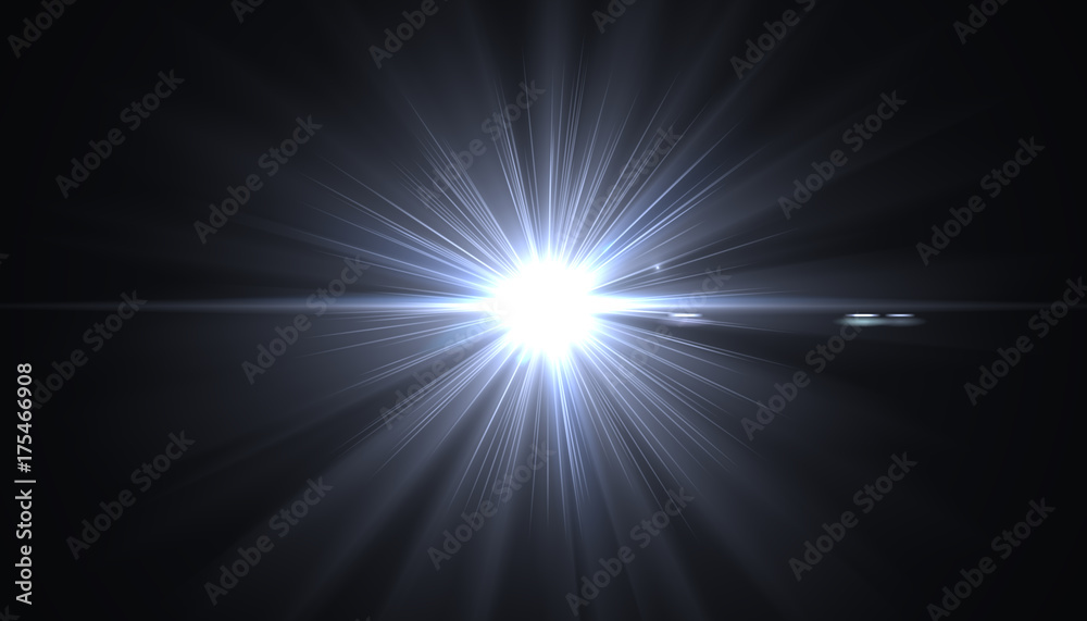 Canvas Prints sunburst with lens flare light over black background. easy to add overlay or screen filter over phot