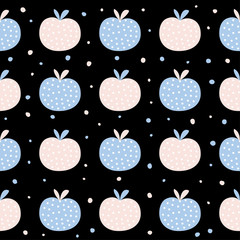 Abstract apple seamless pattern background. Childish handmade craft