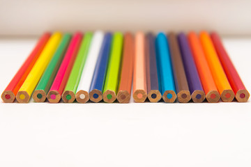 Color pencils on a white background