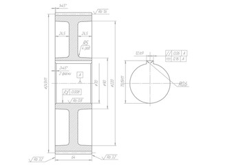 Machine-building drawings on a white background
