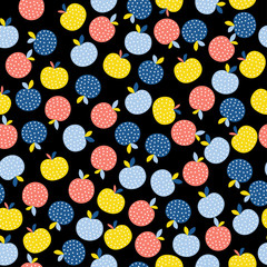Abstract apple seamless pattern background. Childish handmade craft