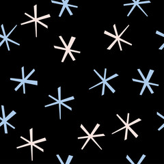 Abstract snowflake seamless pattern background. Childish handmade craft