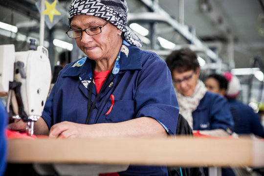 Seamstresses working in factory, Cape Town, South Africa