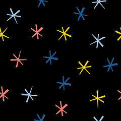 Fototapeta premium Abstract snowflake seamless pattern background. Childish handmade craft