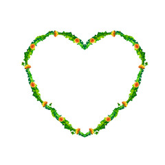 Watercolora dandelion flowers, blossoms heart frame isolated on 