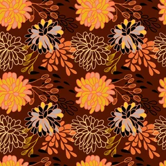 Türaufkleber Hand drawn ornamental flowers pattern © alexmu