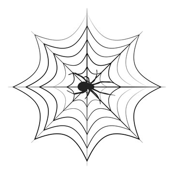 Spider Web Icon Symbol Design. Vector illustration of cobweb with spider isolated on white background. Halloween graphic.