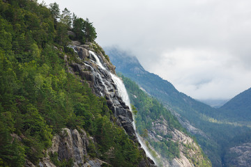 Fototapeta na wymiar The waterfall in Lysefjord, Norway