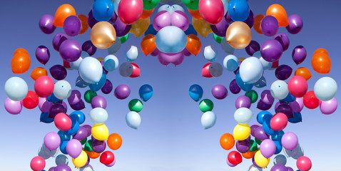 Colorful Balloons flying in the sky party