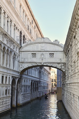 Fototapeta na wymiar The Bridge of Sighs (Ponte dei Sospiri) in Venice, Italy, connecting the Doge's Palace with the New Prison. 