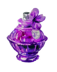 watercolor perfume bottle isolated on white background