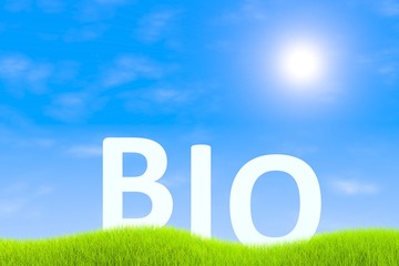 BIO technologies green grass landscape background 3d illustration