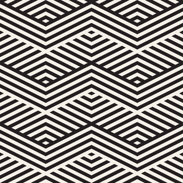 Abstract ZigZag Parallel Stripes. Stylish Ethnic Ornament. Vector Seamless Pattern. 