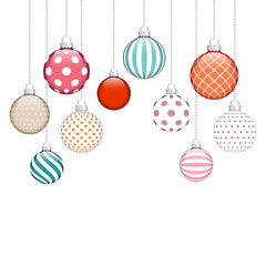 10 Hanging Christmas Balls Pattern Color/White