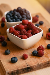 Raspberries and blueberries