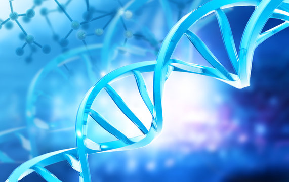 DNA structure on abstract digital background. 3d illustration .