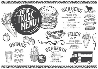 Food truck menu template.
