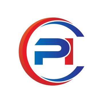 pi logo vector modern initial swoosh circle blue and red