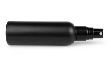 Black cosmetic bottles isolated on white