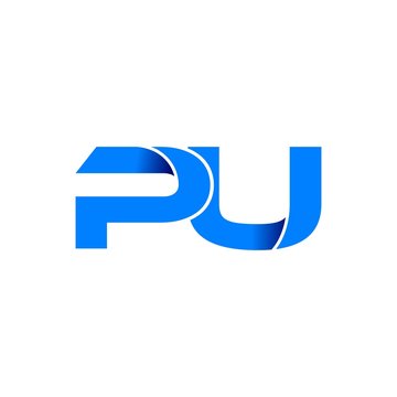 pu logo initial logo vector modern blue fold style