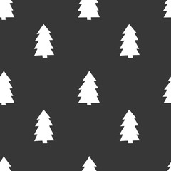 Black and white wrapping paper. Vector seamless geometric pattern with Christmas trees.