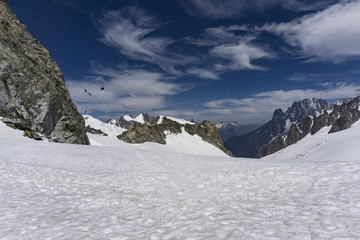 View of alp in June from the area of Punta Helbronner summit.