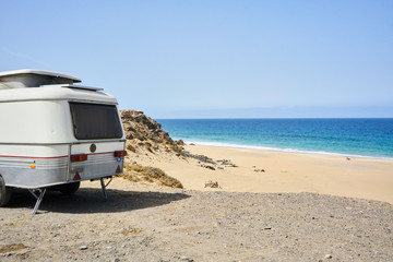 Fototapeta na wymiar Typical landscape of Fuerteventura island