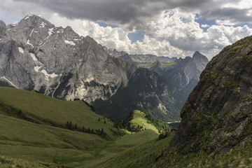 Fototapeta na wymiar Beautiful scenery of the great mountain peaks. Dolomites. Italy.