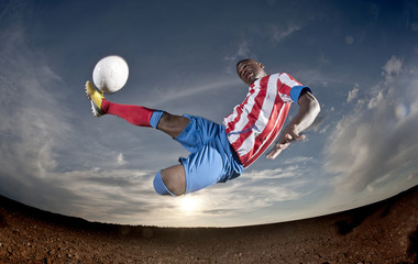 Soccer man in action with ball