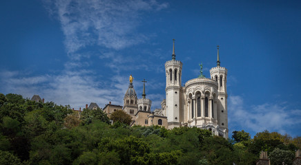 Fototapeta na wymiar Notre Dame de Fourviere basilica, in Lyon, France