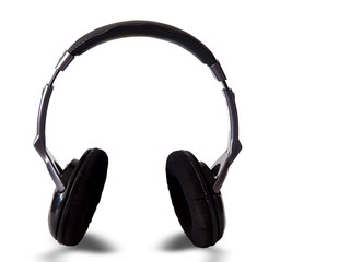 Fototapeta na wymiar black headphones audio for listen..