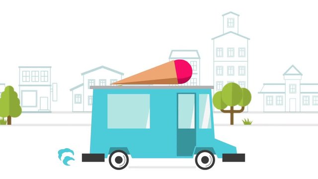 Animation of ice cream delivery van