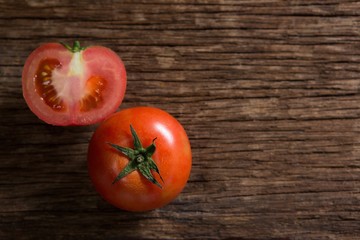 Tomato on wooden table