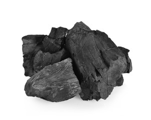 Coal ;charcoal on Isolated White Background
