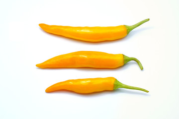 Yellow chilli pepper isolated on white background