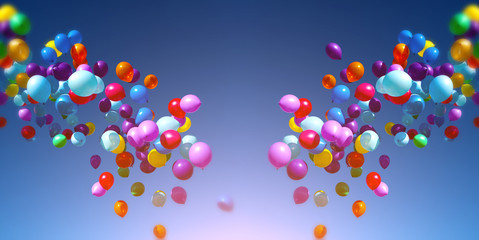 Colorful Balloons flying in the sky party