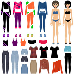 Paper dolls with a set of clothes