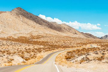 sinuous road crossing valley of fire desert, nevada